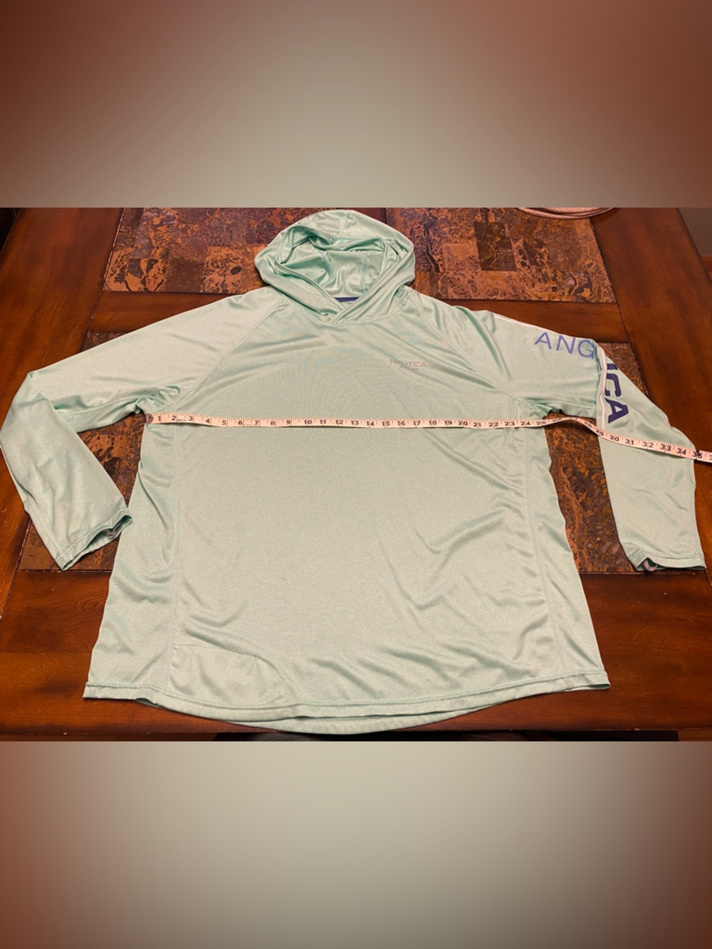 Super nice green moisure wicking Nautica Angler Hoodie - Picture 2 of 7